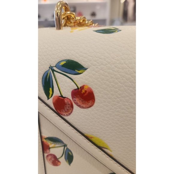 Michael Kors Whitney Medium Sequined Fruit Print Shoulder Bag Purse Optic White - Picture 7 of 11